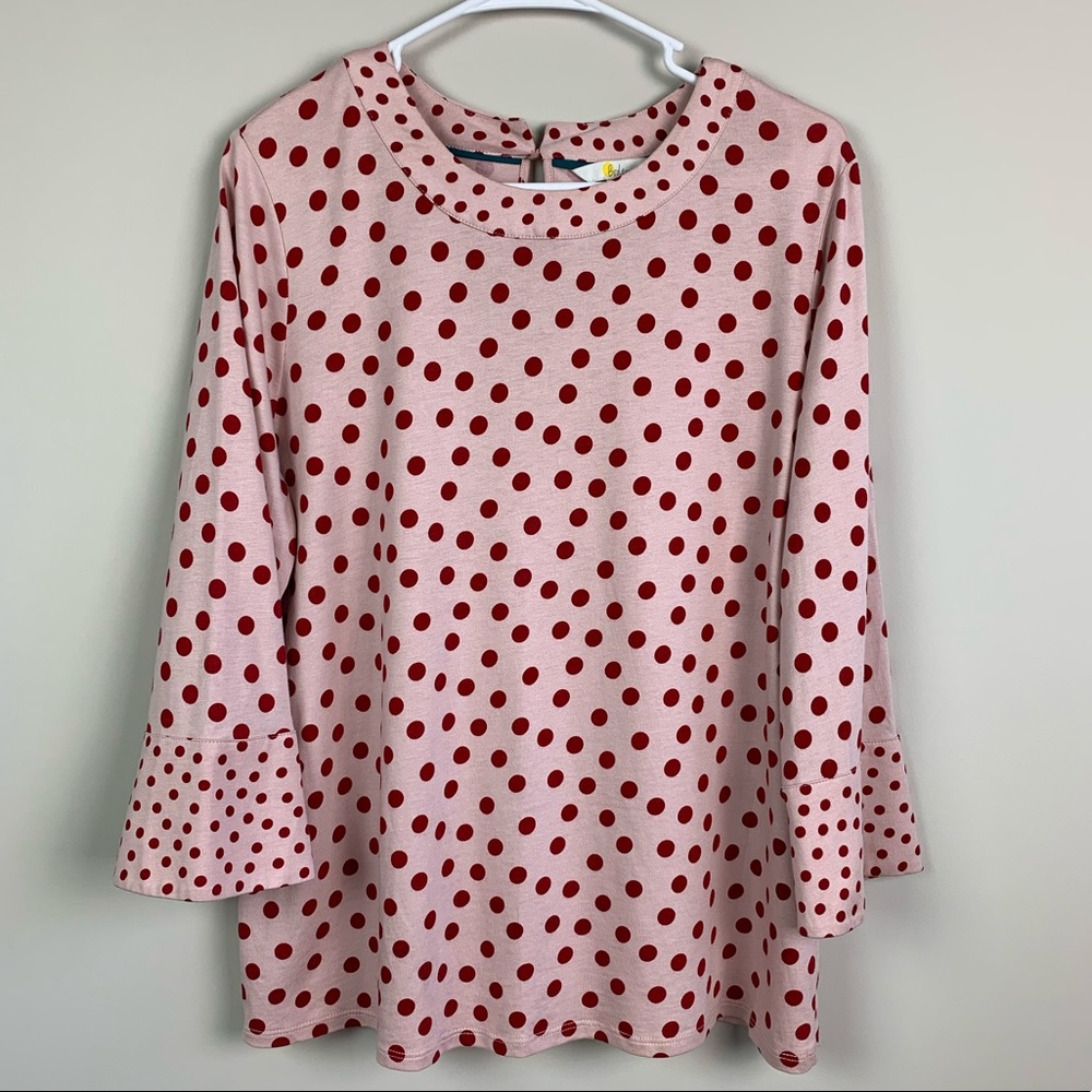 Boden Pink and Red Polka Dot 3/4 Sleeve Blouse 14